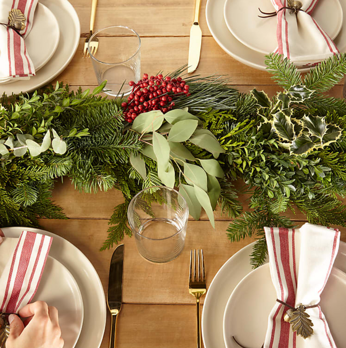 HOLIDAY GREENS & RED BERRY GARLAND — Brenham Foundry & Floral Company