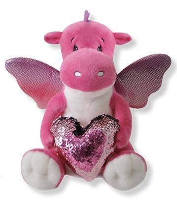 The Petting Zoo - 10" (26cm) Val Dragon Pink "Hot for you" Heart Assortment
