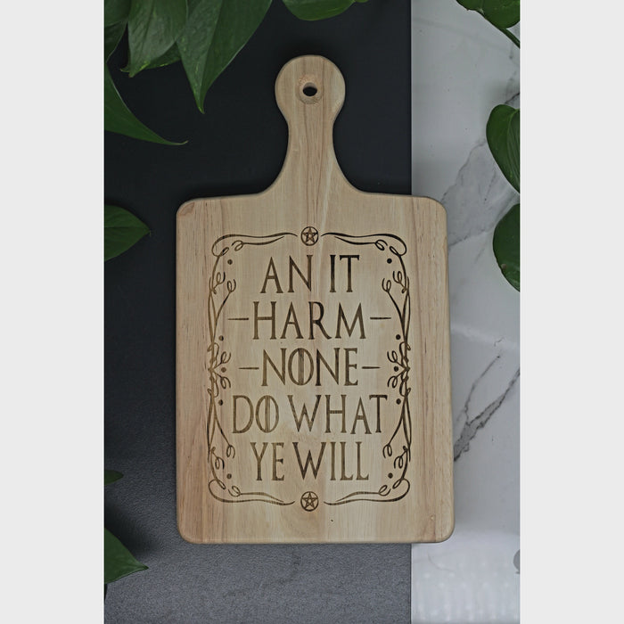 Wooden Serving Board - Witchy Harm None 13"