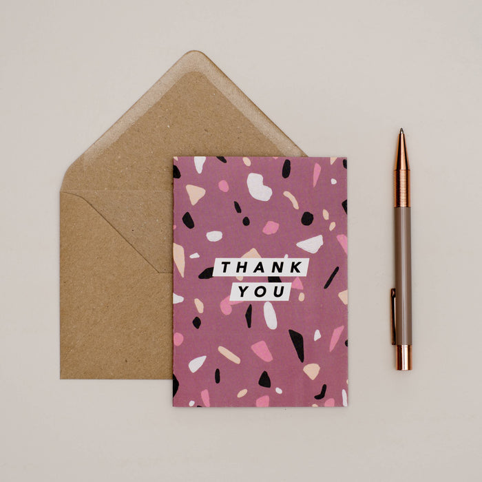 Joy Jen Studio - Dark Pink Terrazzo Thank You Card