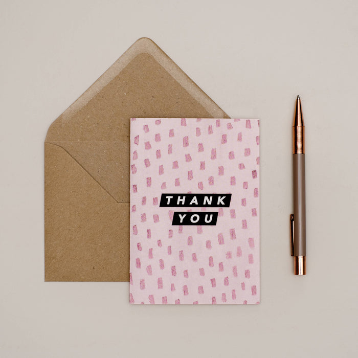 Joy Jen Studio - Pink Pattern Lines Thank You Card