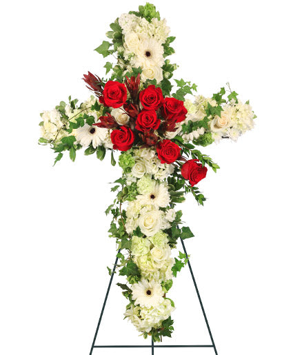 Peaceful Cross in Red and White