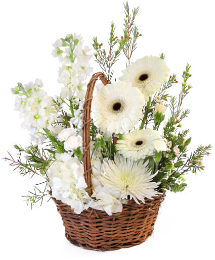 Pristine White Floral Basket